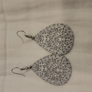 Used fish hook teardrop earrings
